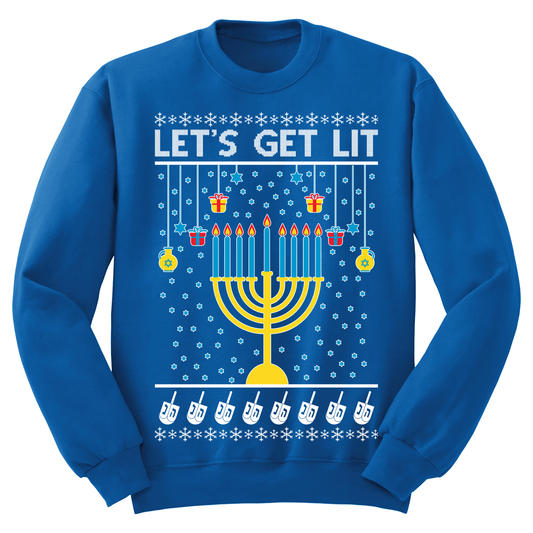 Ugly Hanukkah Sweatshirt Let's Get Lit